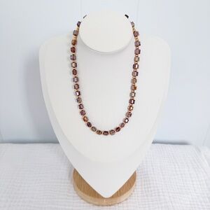 NEW 15.5” Crystal Necklace - Faceted Cubes and Garnet Beads - Handcrafted